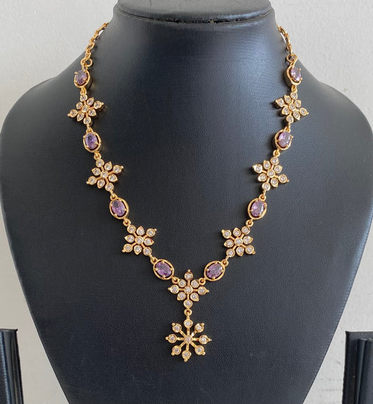 Gold tone purple stone necklace dj-54927