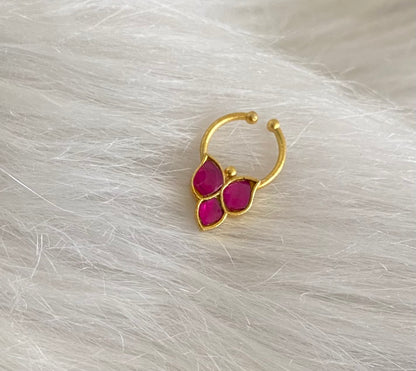 Gold tone kundan jadau pink stone nose pin/bulakku dj-53746
