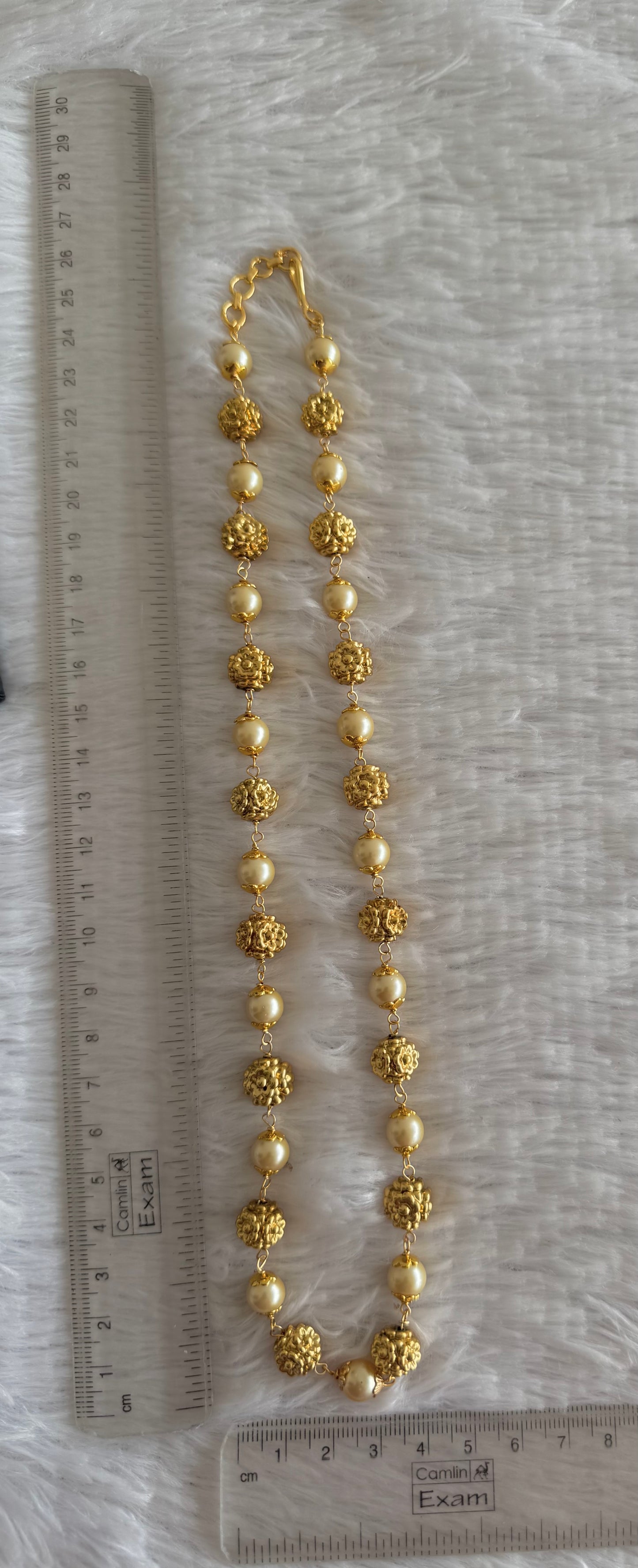 Matte finish pearl nakshi beaded necklace dj-52085