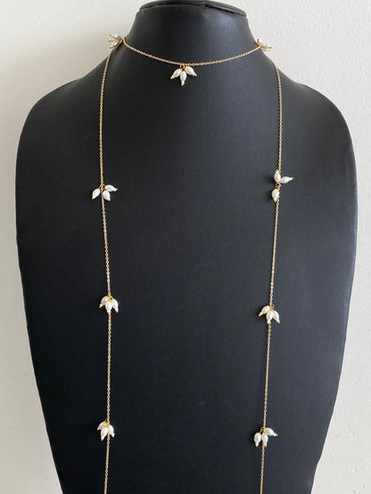Long wrap around pearl necklace dj-54973