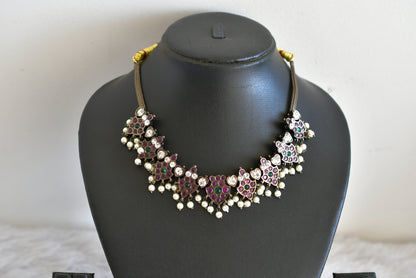 Black finish precious kemp-green pearl necklace dj-52508