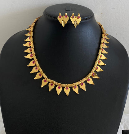 Gold tone kerala style thali kootam necklace set dj-54538
