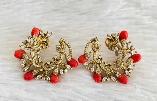 Antique cz coral earrings dj-52870
