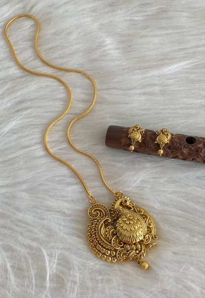 Antique gold tone 24 inches chain with annapakshi pendant set dj-54418
