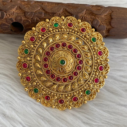 Antique gold tone kemp-green round hair jewel (rakodi) dj-53629