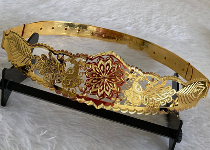 Gold tone peacock flower design adjustable waist belt dj-53468