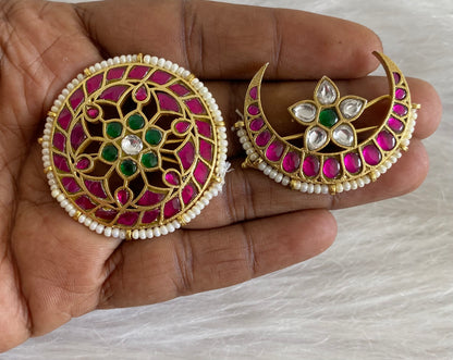 Gold tone kundan flower opanable sun moon hair jewel dj-55067