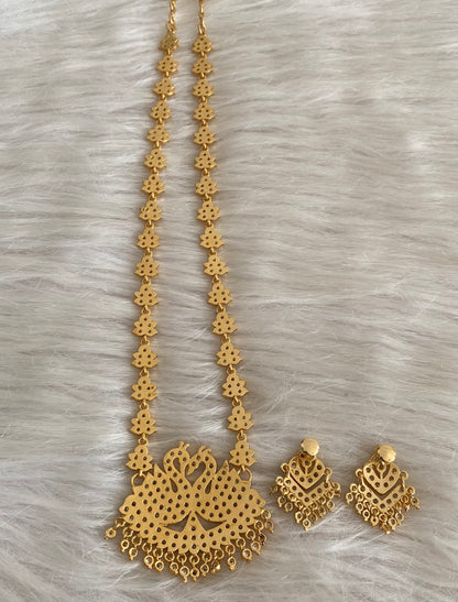 Gold tone south indian style AD white swan short haar set Dj-54925
