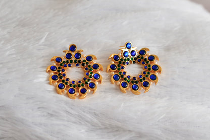 Gold tone blue-green pearl mango big earrings dj-52358