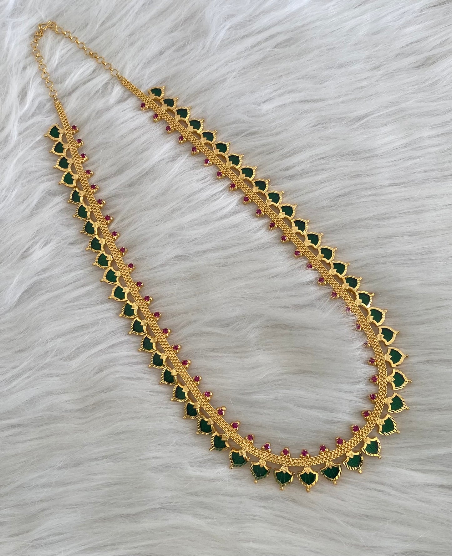 Gold tone pink-green palakka long haar dj-54662