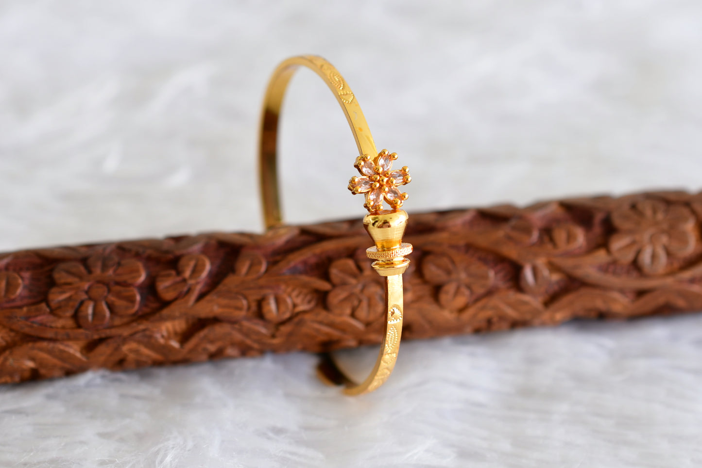 Gold tone flower openable kada/bangle(2.4) Dj-51665