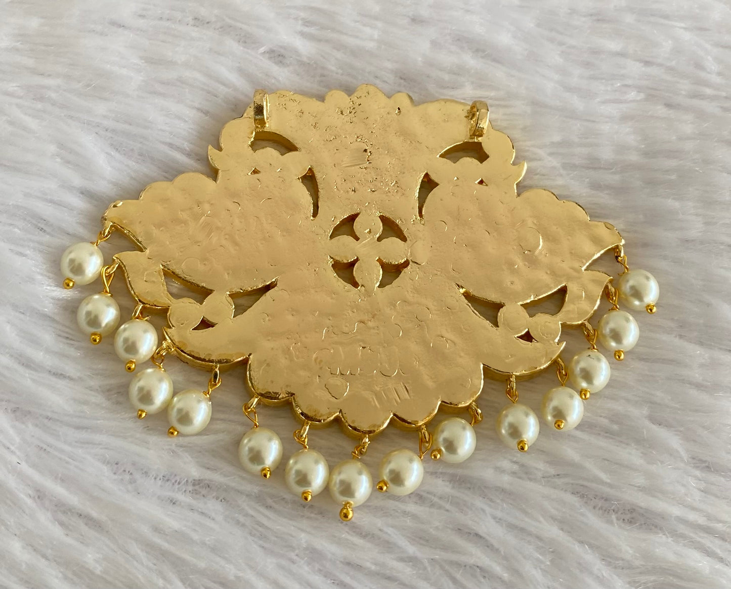 Gold tone precious kemp-green-white pearl ganda berunda pendant dj-53381