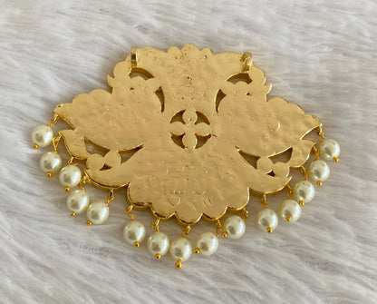 Gold tone precious kemp-green-white pearl ganda berunda pendant dj-53381