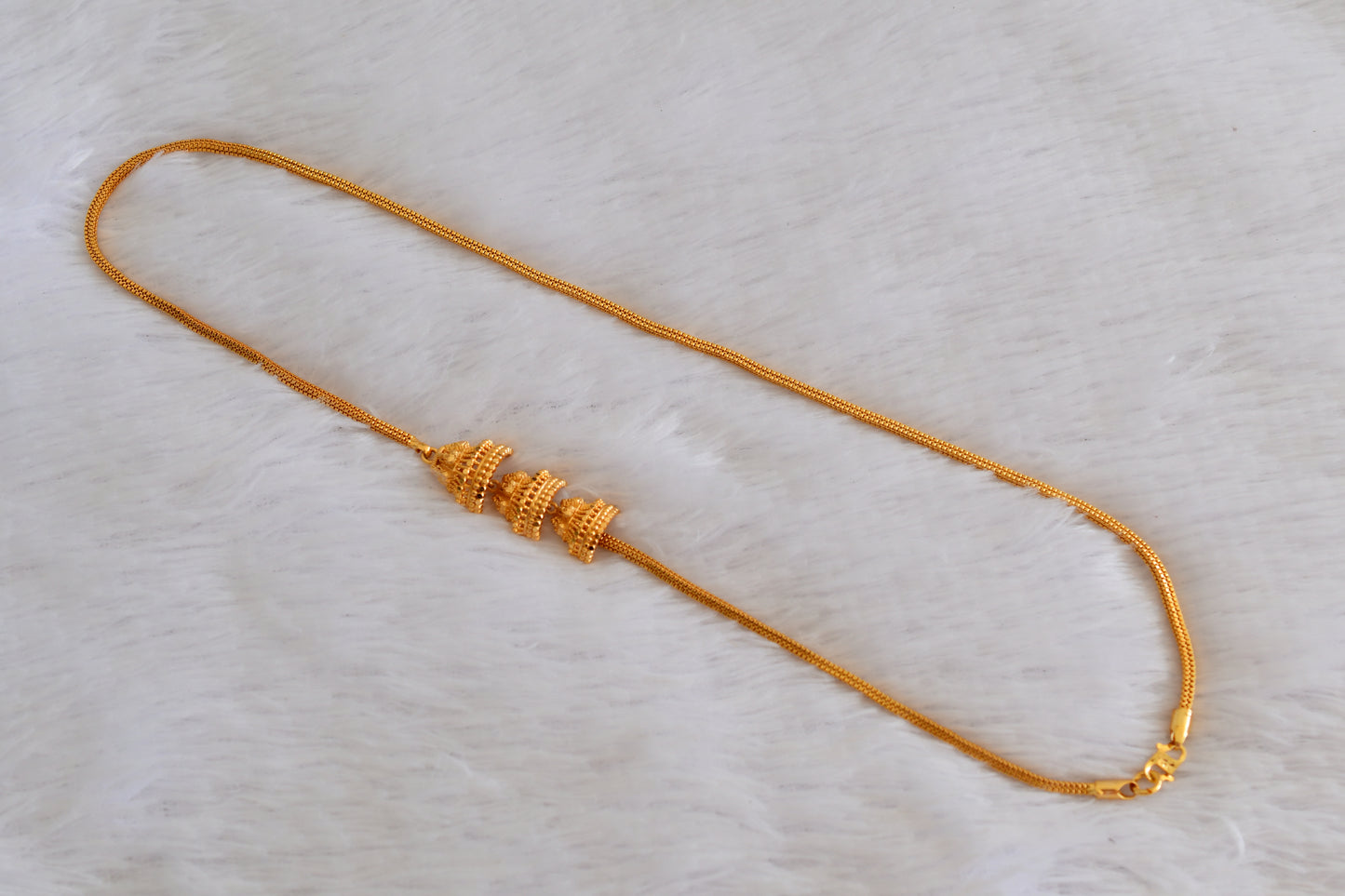 Gold tone 24 inches jhumkka style mugappu chain Dj-53313