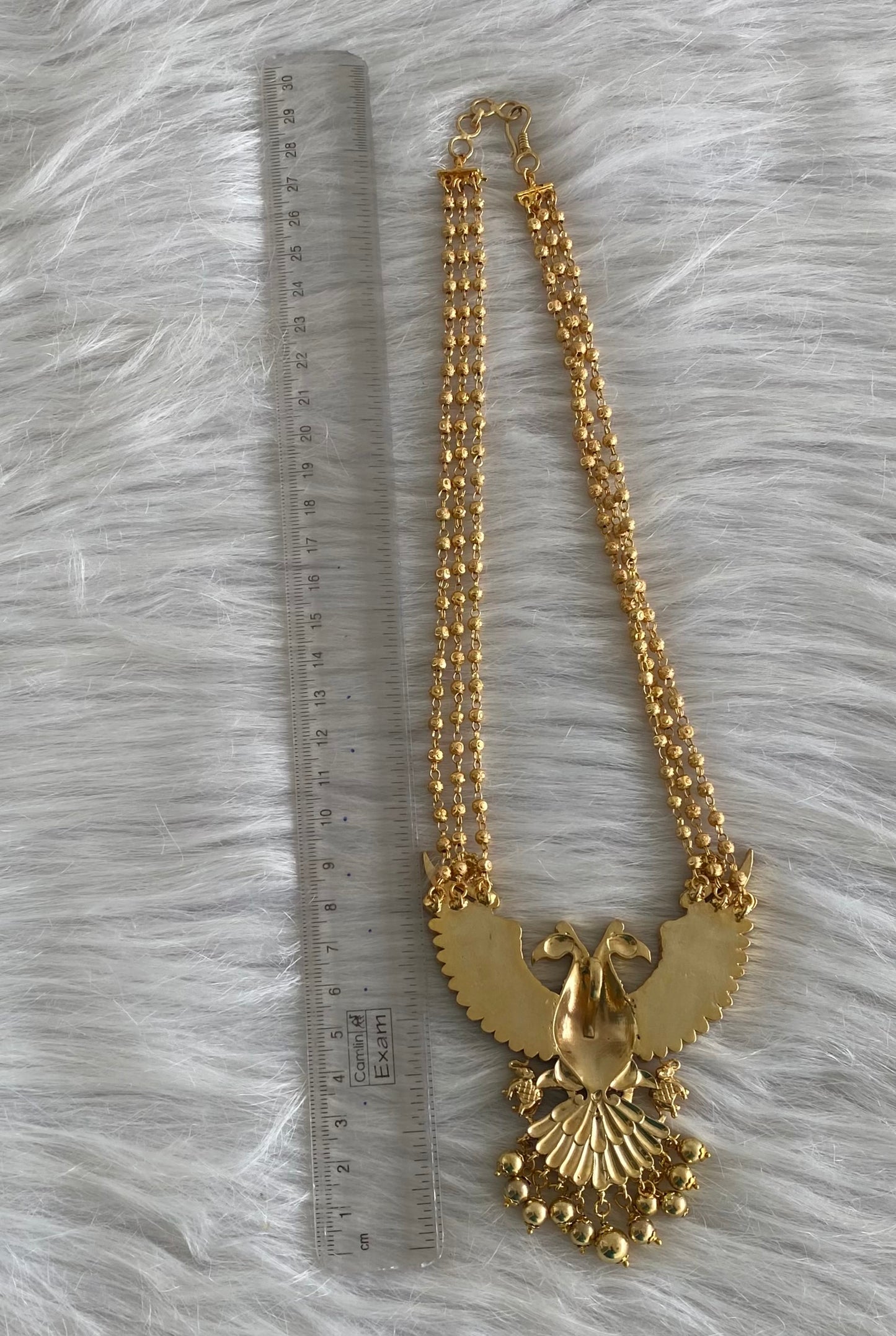Gold tone pink-white kundan jadau ganda berunda necklace dj-52309