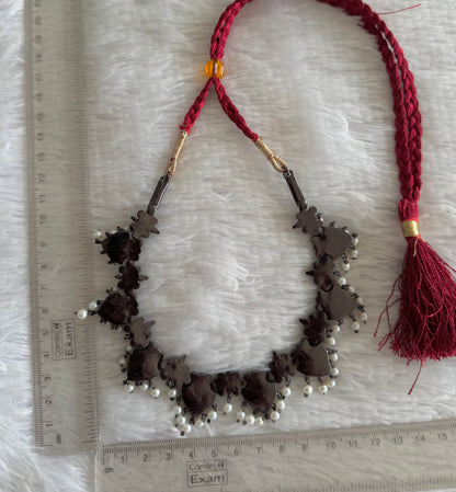 Black finish precious kemp-green pearl necklace dj-52285