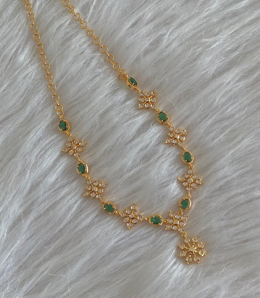 Gold tone green stone necklace dj-54928