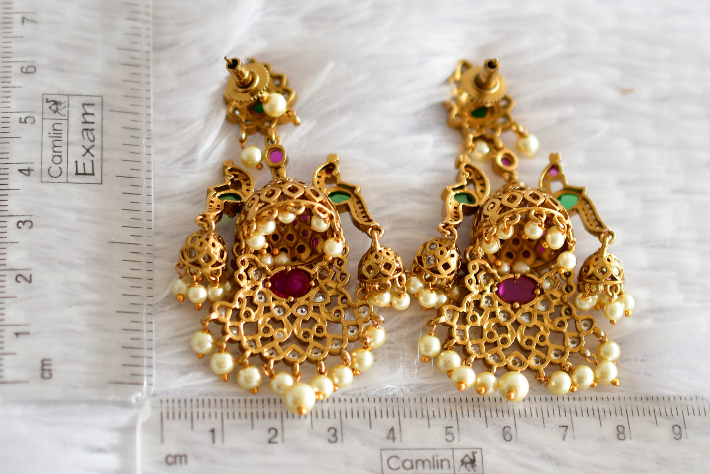 Matte finish kemp-green pearl bali peacock jhumkka dj-51864