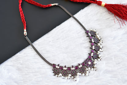 Black finish precious kemp-green pearl necklace dj-51766