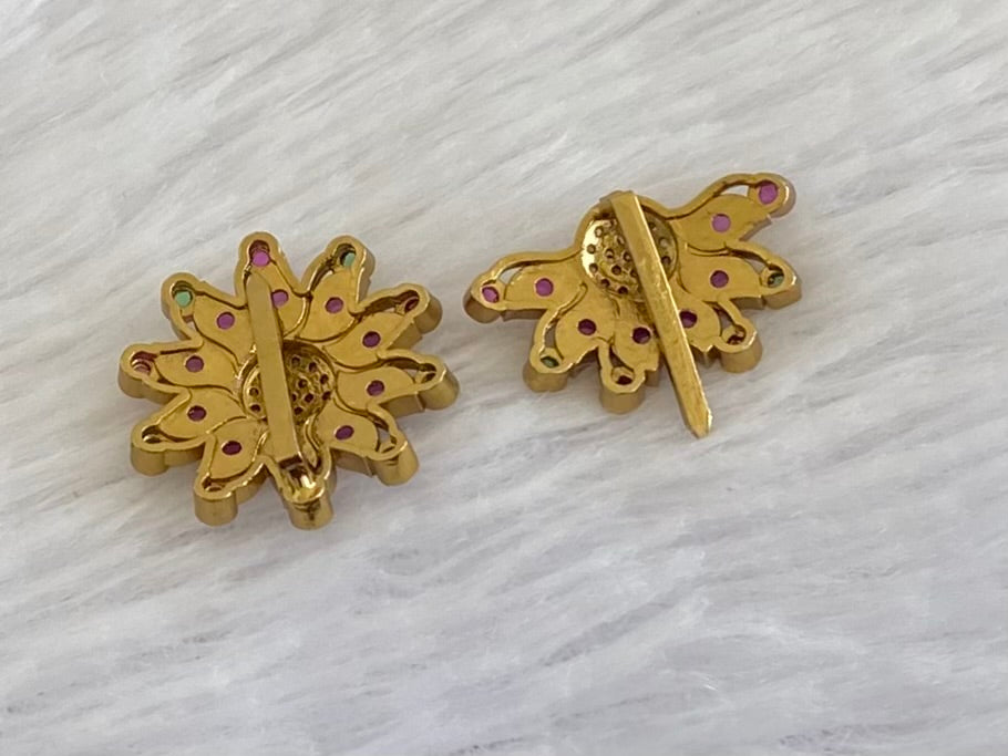 Antique gold tone small kemp-green-white flower sun moon hair jewel dj-53658