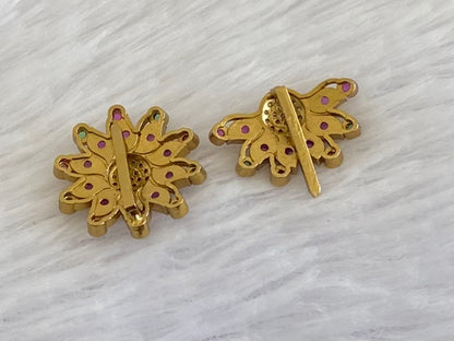Antique gold tone small kemp-green-white flower sun moon hair jewel dj-53658