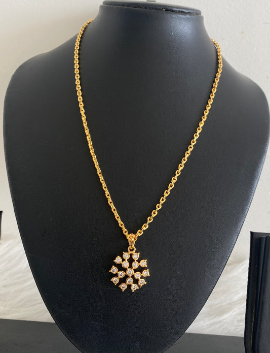Gold tone 18 inches chain with white stone pendant dj-53862