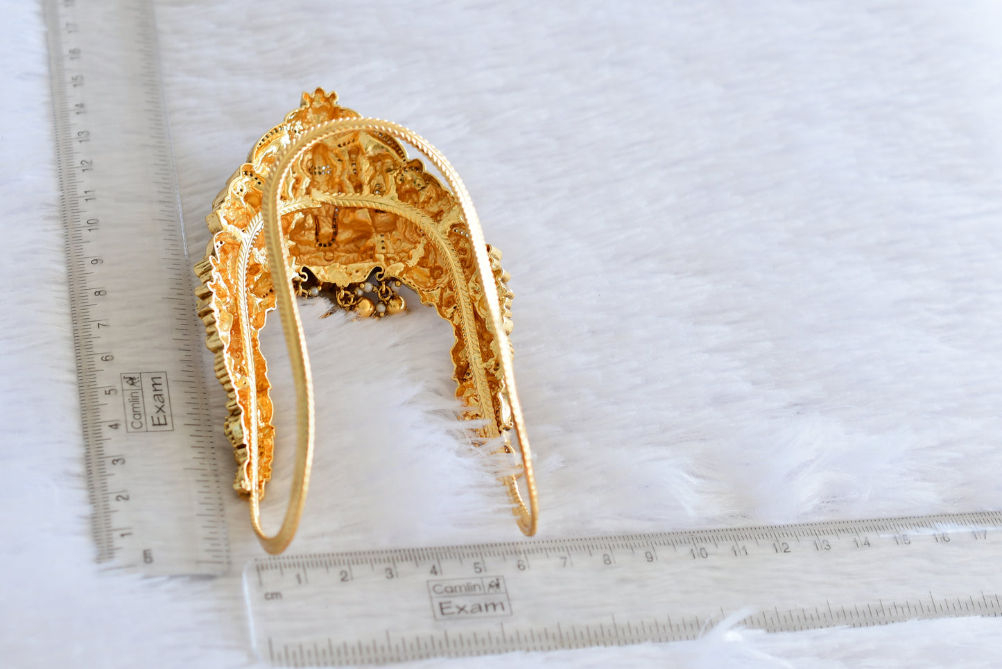 Antique gold tone cz pink-green jadau lakshmi peacock nakshi vanki/bajuband dj-51968