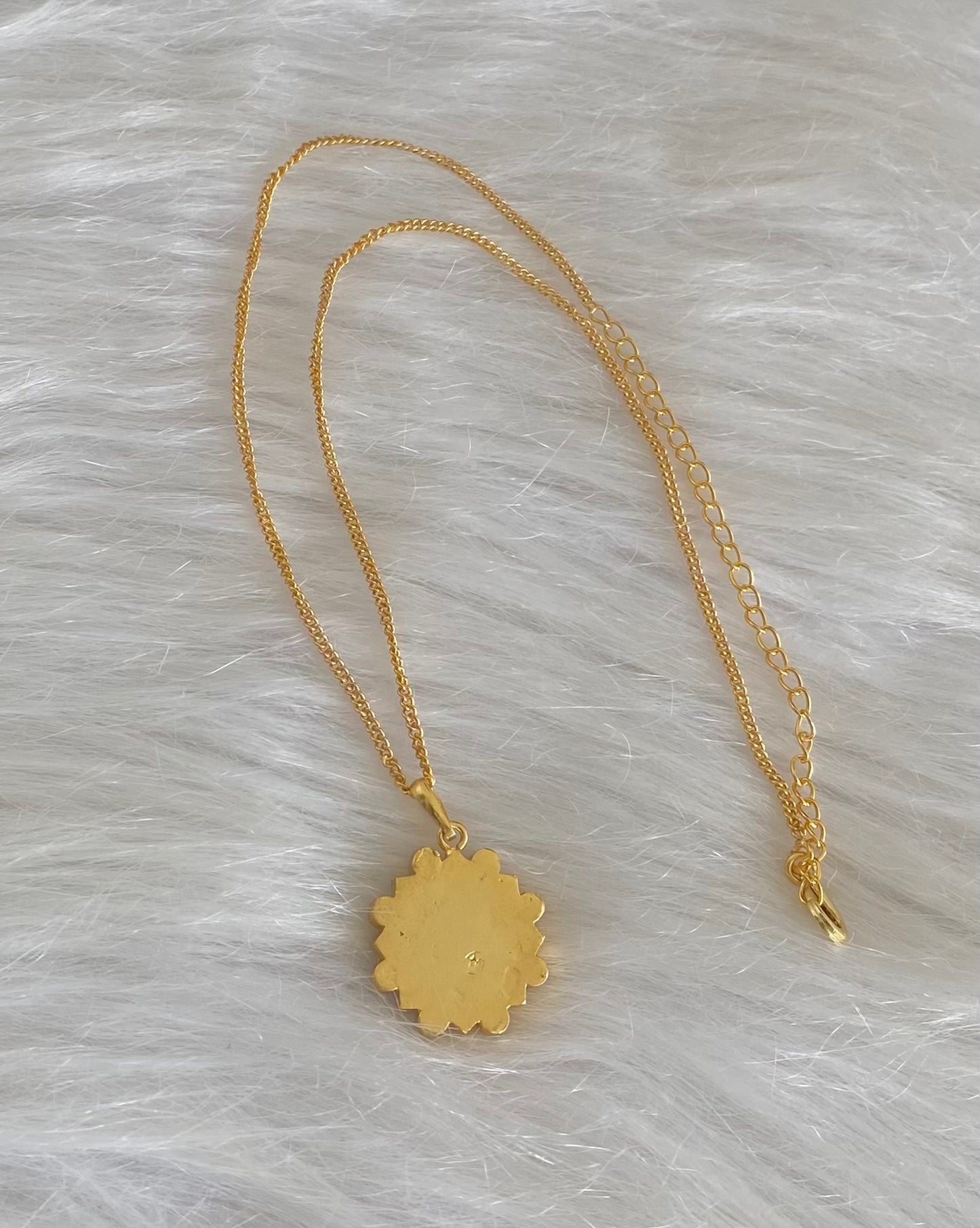 Gold tone white flower kundan jadau chain with pendant dj-54502