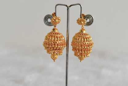 Gold tone Kerala style flower step jhumkka dj-52444