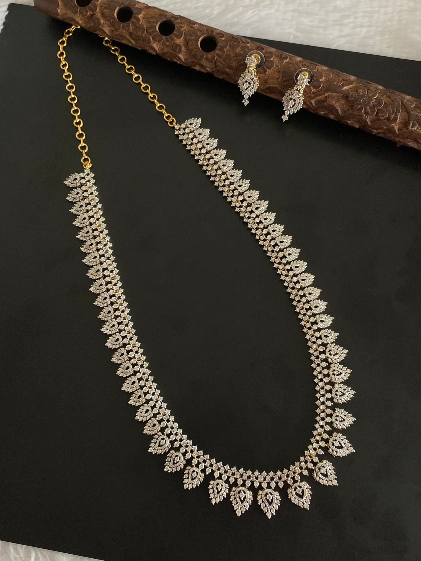 Two tone cz white stone mango haar set dj-54351