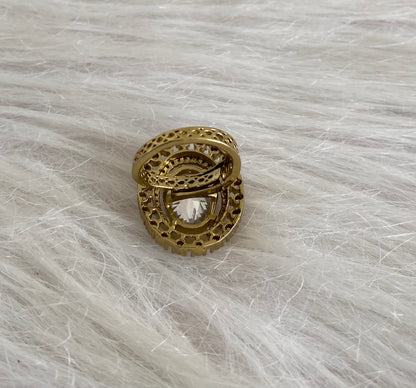Antique gold tone cz white stone finger ring dj-55038