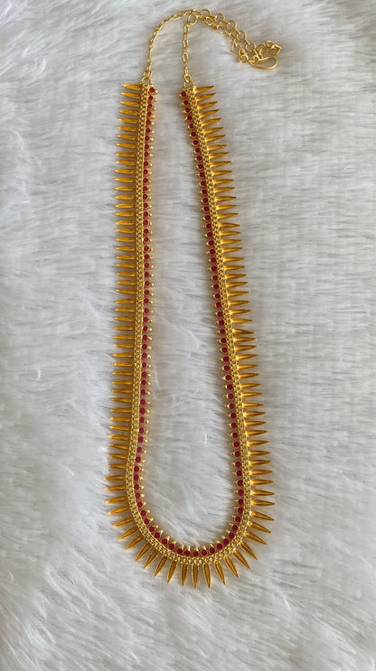 Gold tone pink stone mulla mottu Kerala style haar dj-38269