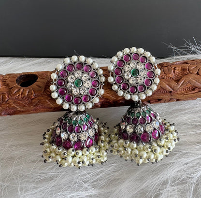 Black finish precious kemp pearl big jhumkka Dj-51173