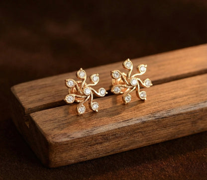 Gold tone AD white stone stud/earrings dj-52783