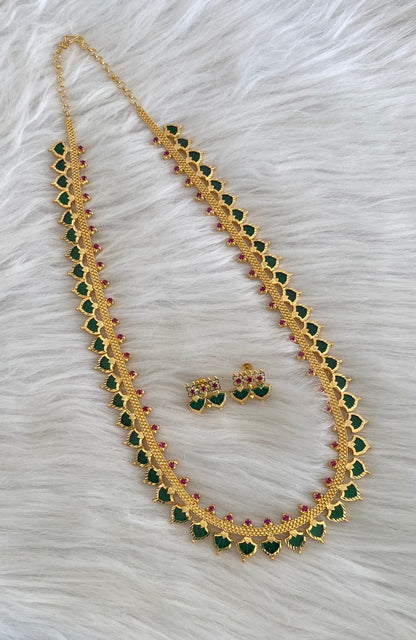 Gold Tone Pink-green Palakka Long Haar Set DJ31955