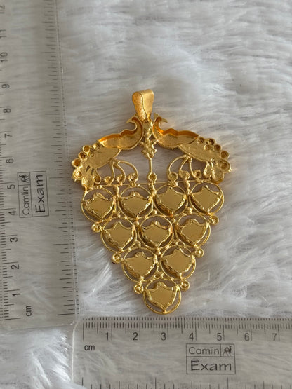 Gold tone Palakka green-pink stone Peacock Kerala style pendant dj-52110