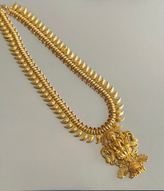 Gold look alike kerala style ad pink lakshmi mango haar dj-51642