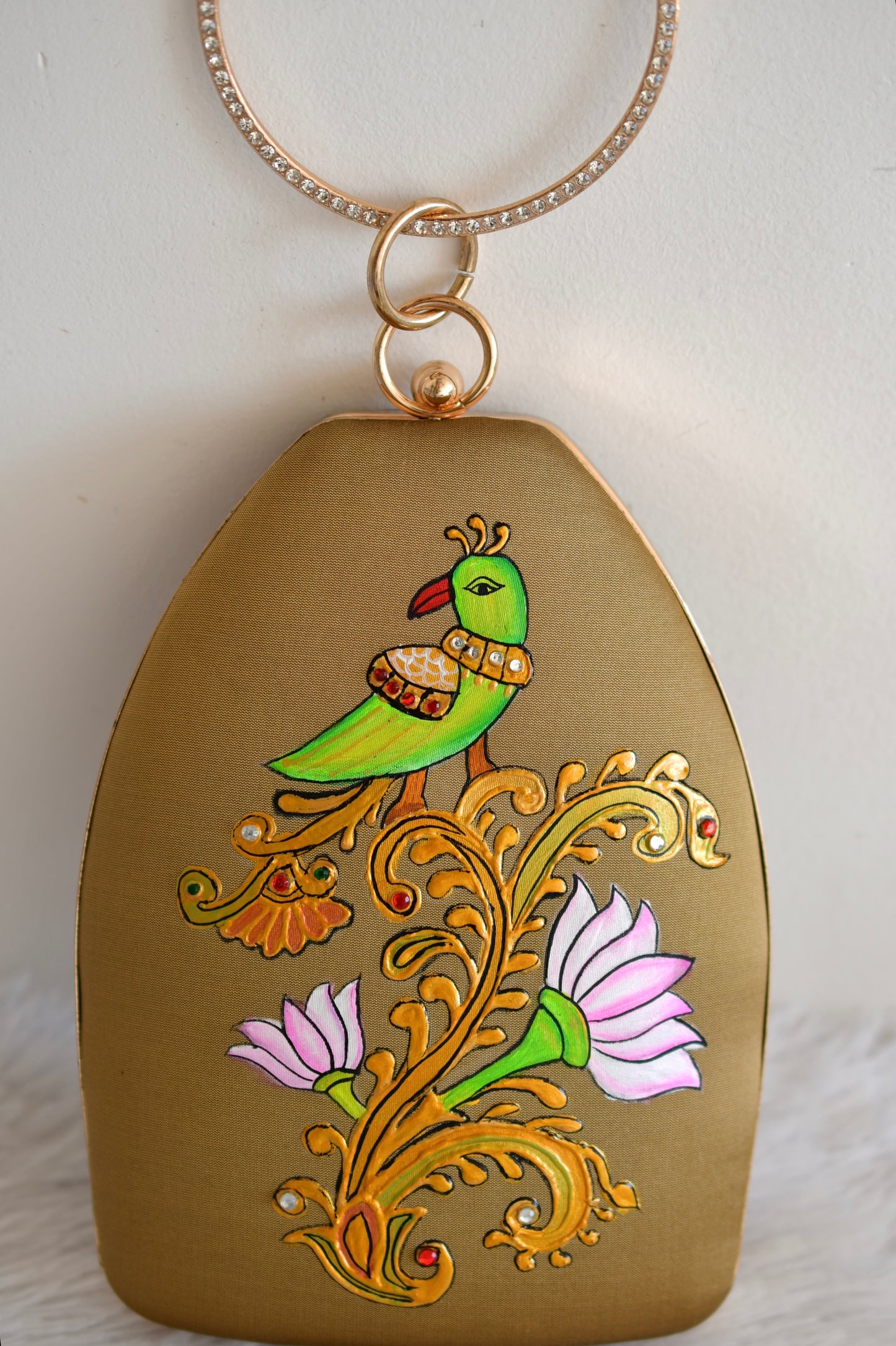 Tanjore painted silk clutch dj-52648