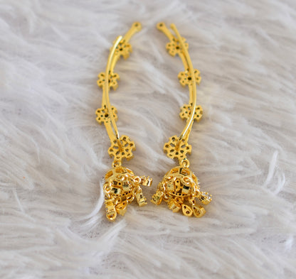 Two tone cz white slide-on flower jhumkka dj-52559