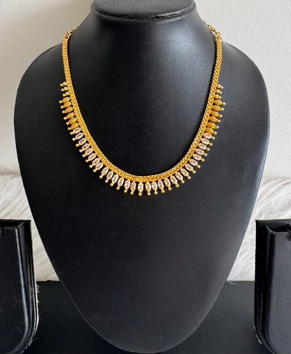 Gold tone white stone necklace dj-51323