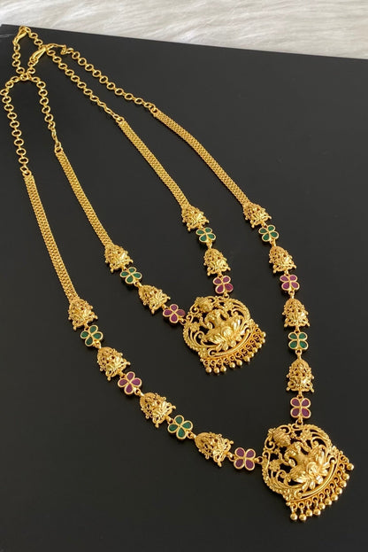 Gold tone kemp-green stone lakshmi combo set dj-54296