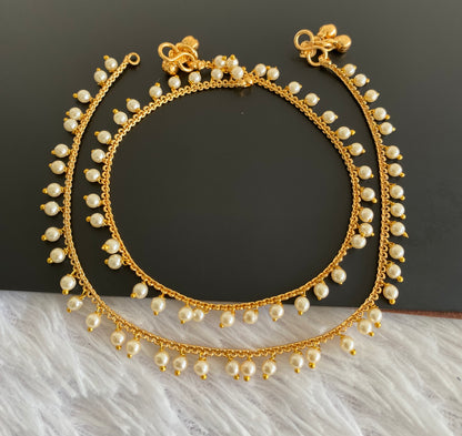 Antique gold tone pearl anklets set dj-53203