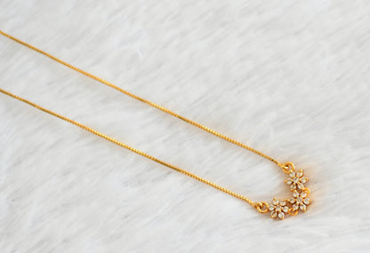 Gold tone white stone flower necklace dj-53101