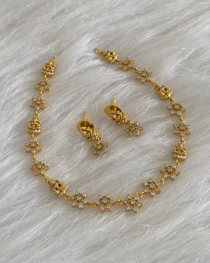 Gold tone white nakshatra lakshmi necklace set dj-54424