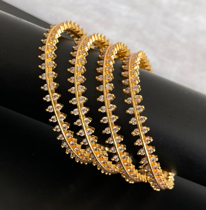 Gold tone white stone set of 4 bangles(2.4) dj-53428