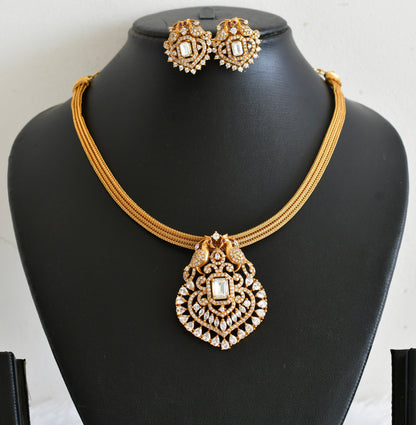 Matte finish white peacock stone choker/necklace set dj-54015