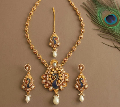 Antique pearl peacock Haar With Tikka dj-26561
