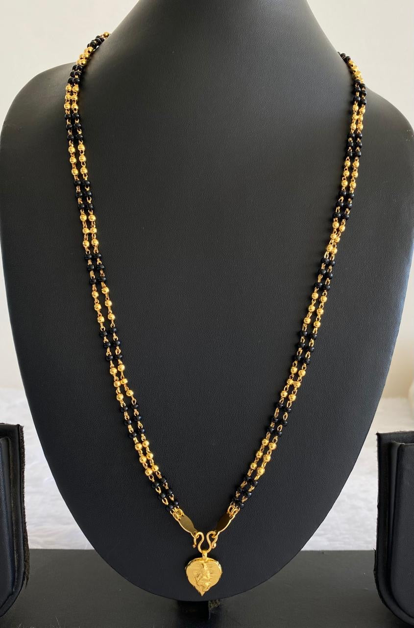 Gold tone black krishna pendant karimani mala/chain dj-36875