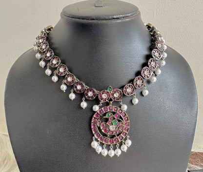 Black finish AD precious kemp pearl peacock necklace dj-51031