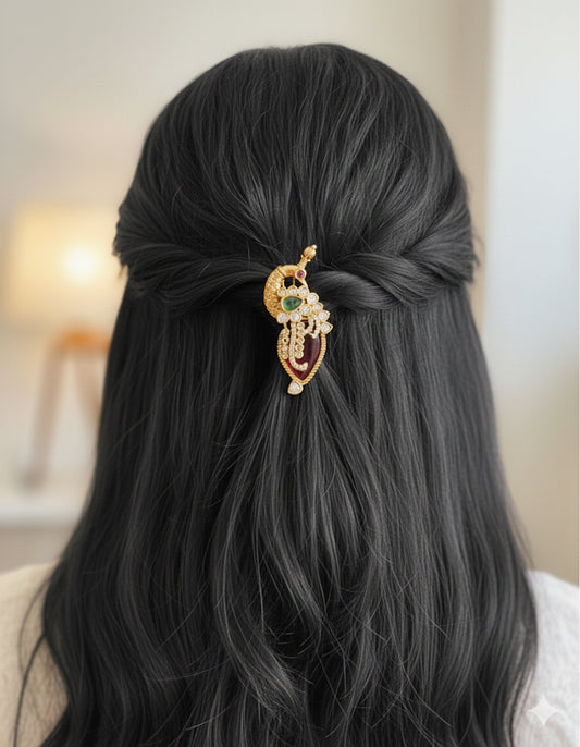 Matte finish kemp-green magenta pink peacock hair jewel dj-52042